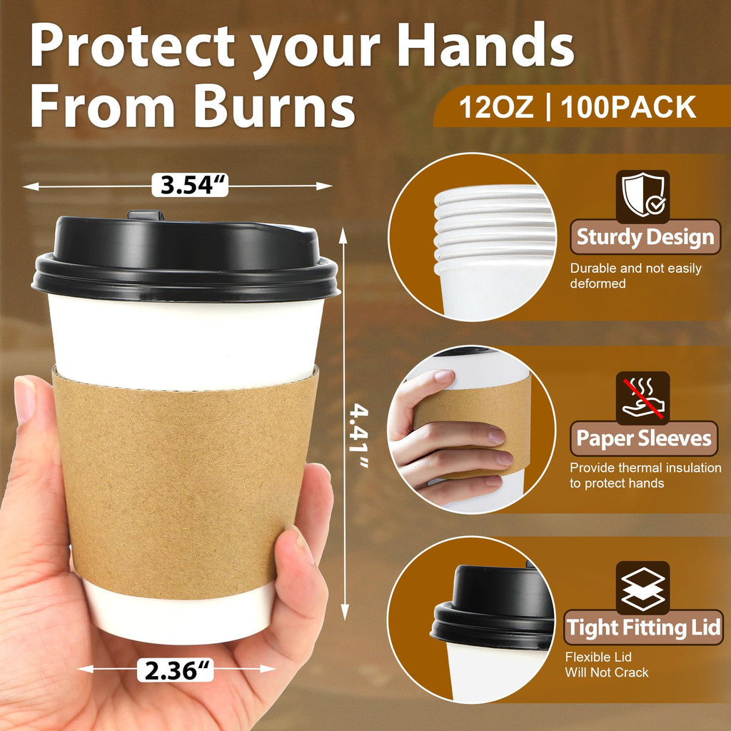 Clawsoff Leak-Proof Disposable Coffee Cups with Lids

