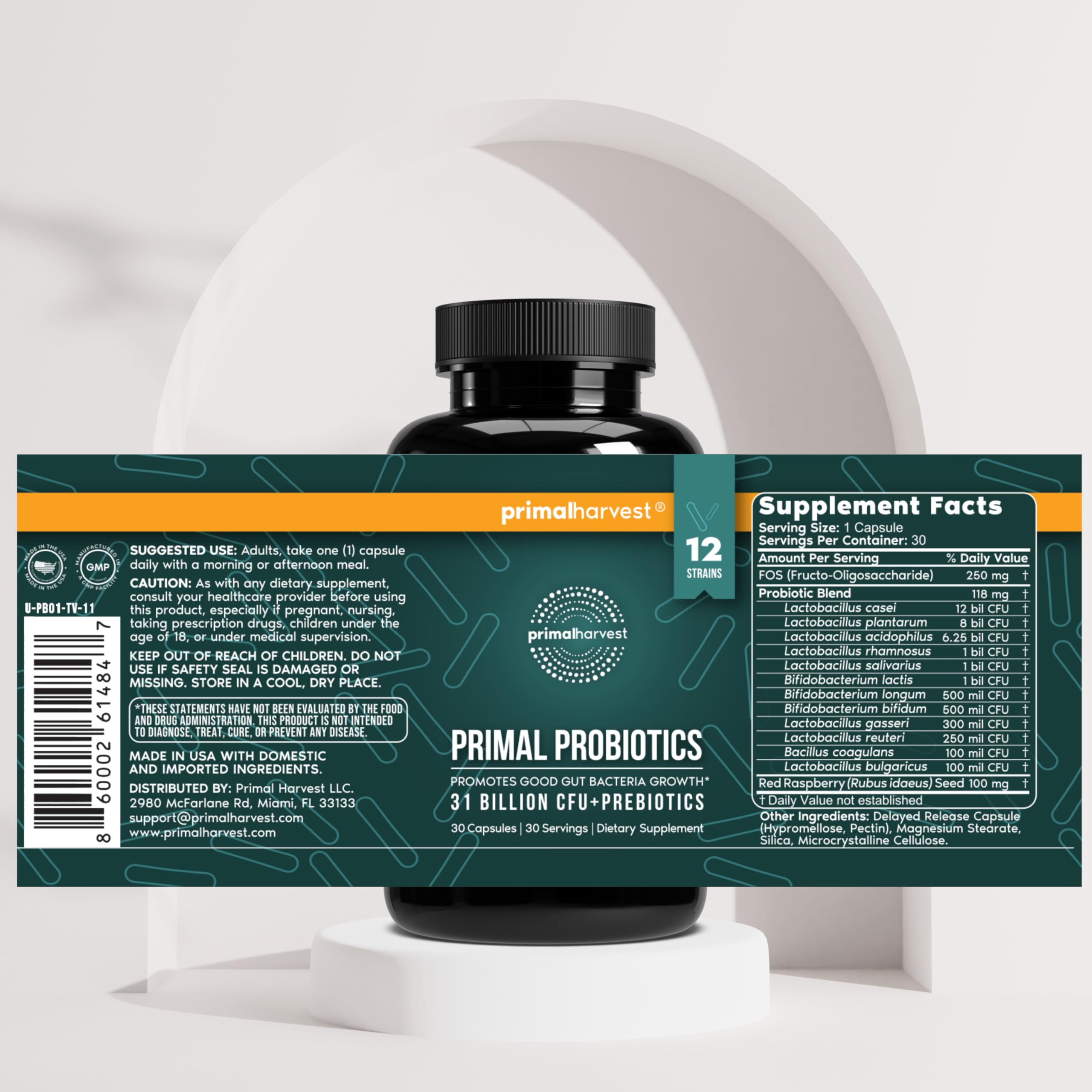 Primal Harvest Probiotics for Women & Men - Gut Health

