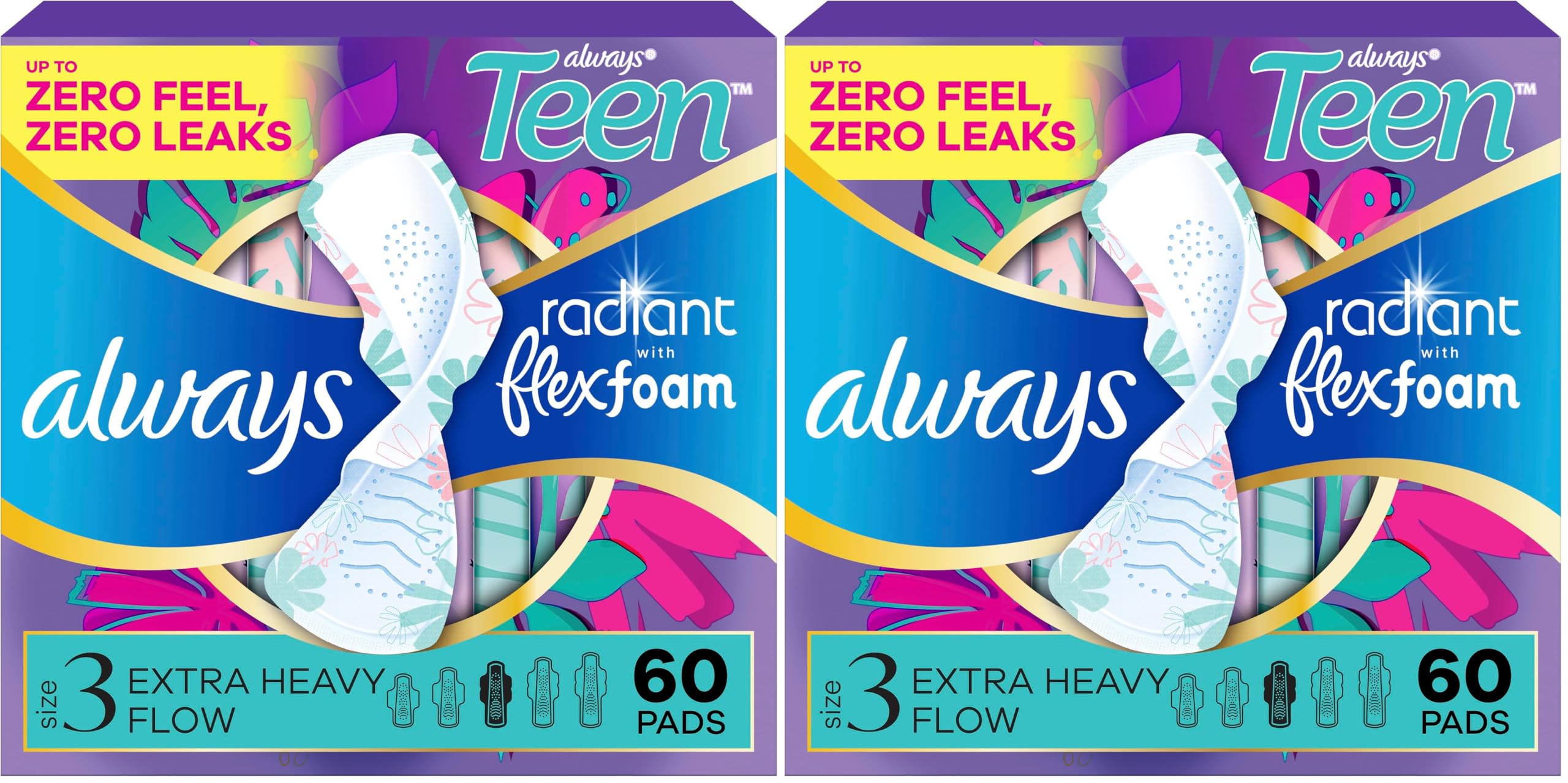 Always Radiant Teen Pads with FlexFoam
