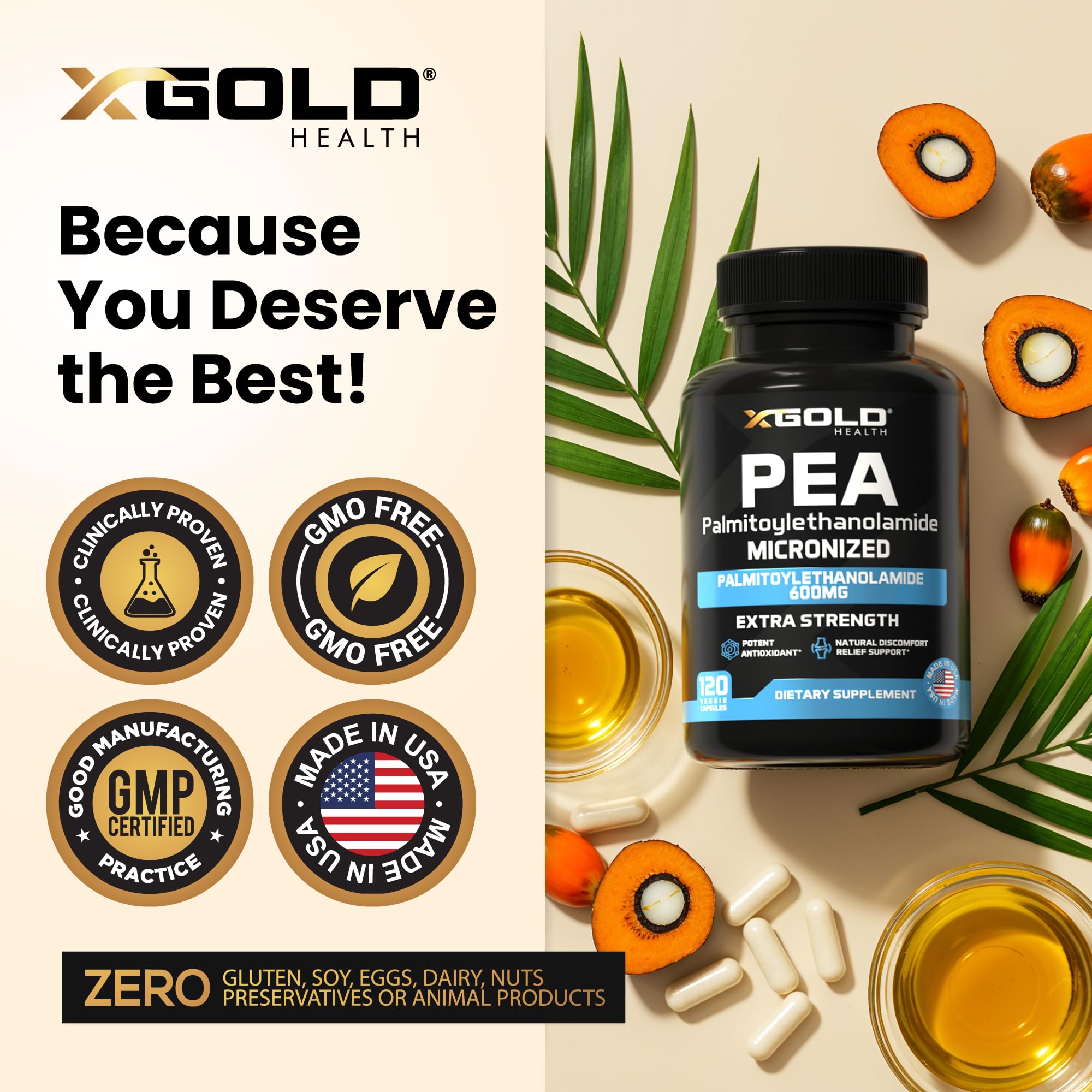 X Gold Health Palmitoylethanolamide PEA 600 mg Micronized

