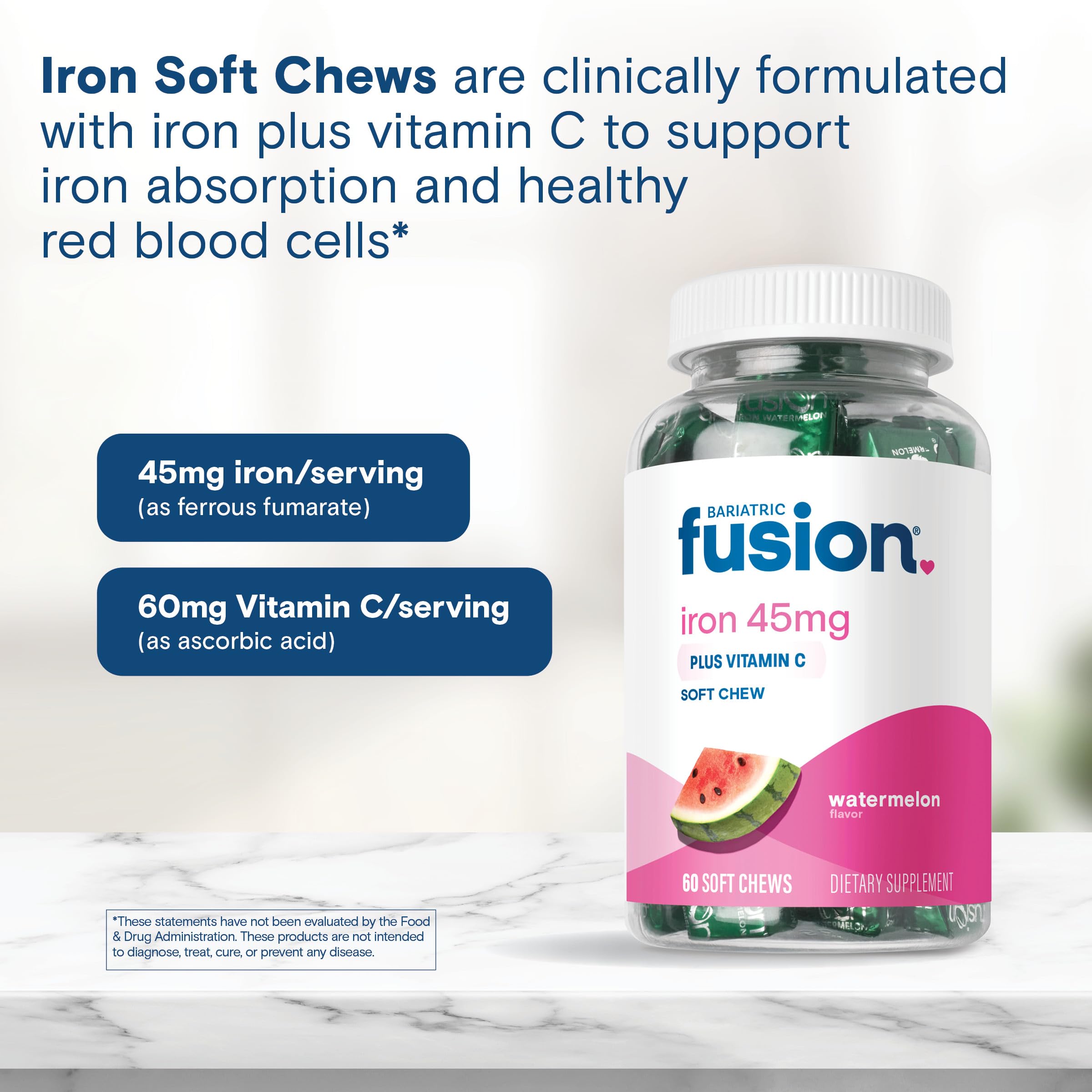 Bariatric Fusion Iron Supplement - Chewable Ferrous Fumarate

