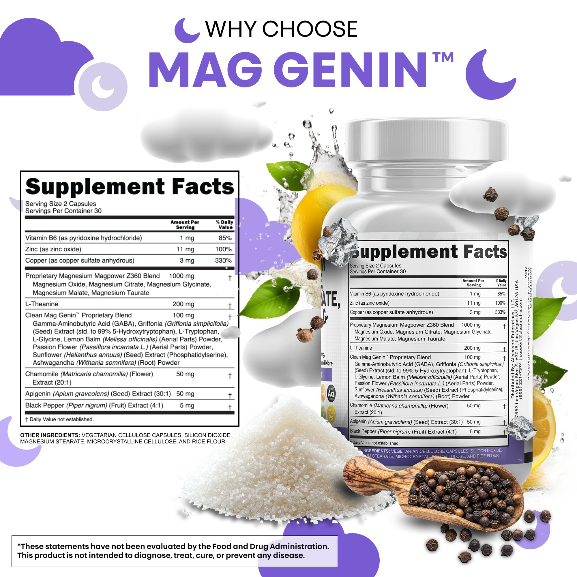 Clean Nutraceuticals Mag Genin Magnesium Complex L-Theanine

