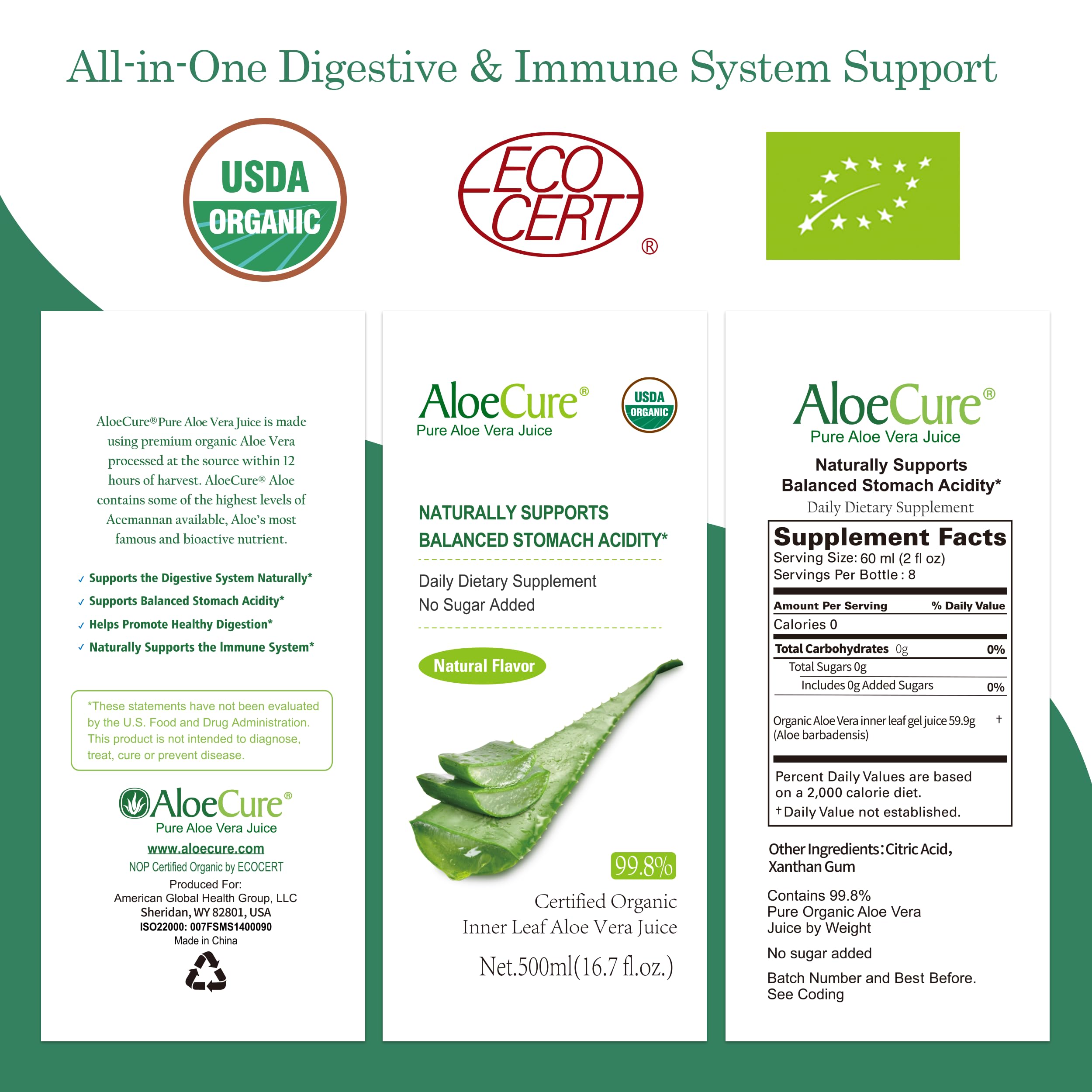 Aloe Vera Juice by AloeCure | USDA Organic

