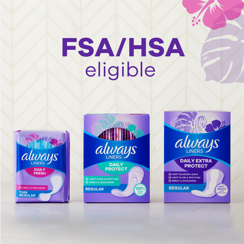 Always Daily Fresh Thin Panty Liners Edge-to-Edge Adhesive

