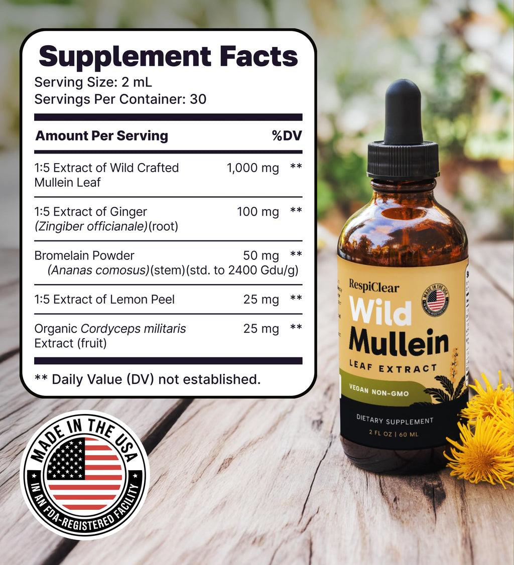 Mullein Drops with Ginger & Lemon for Lung Health

