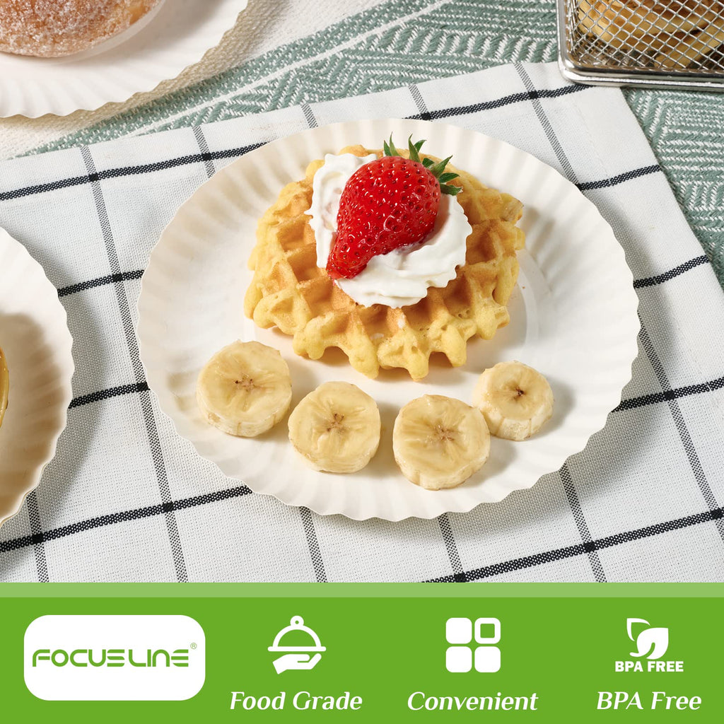 FOCUSLINE Paper Plates White Uncoated Disposable

