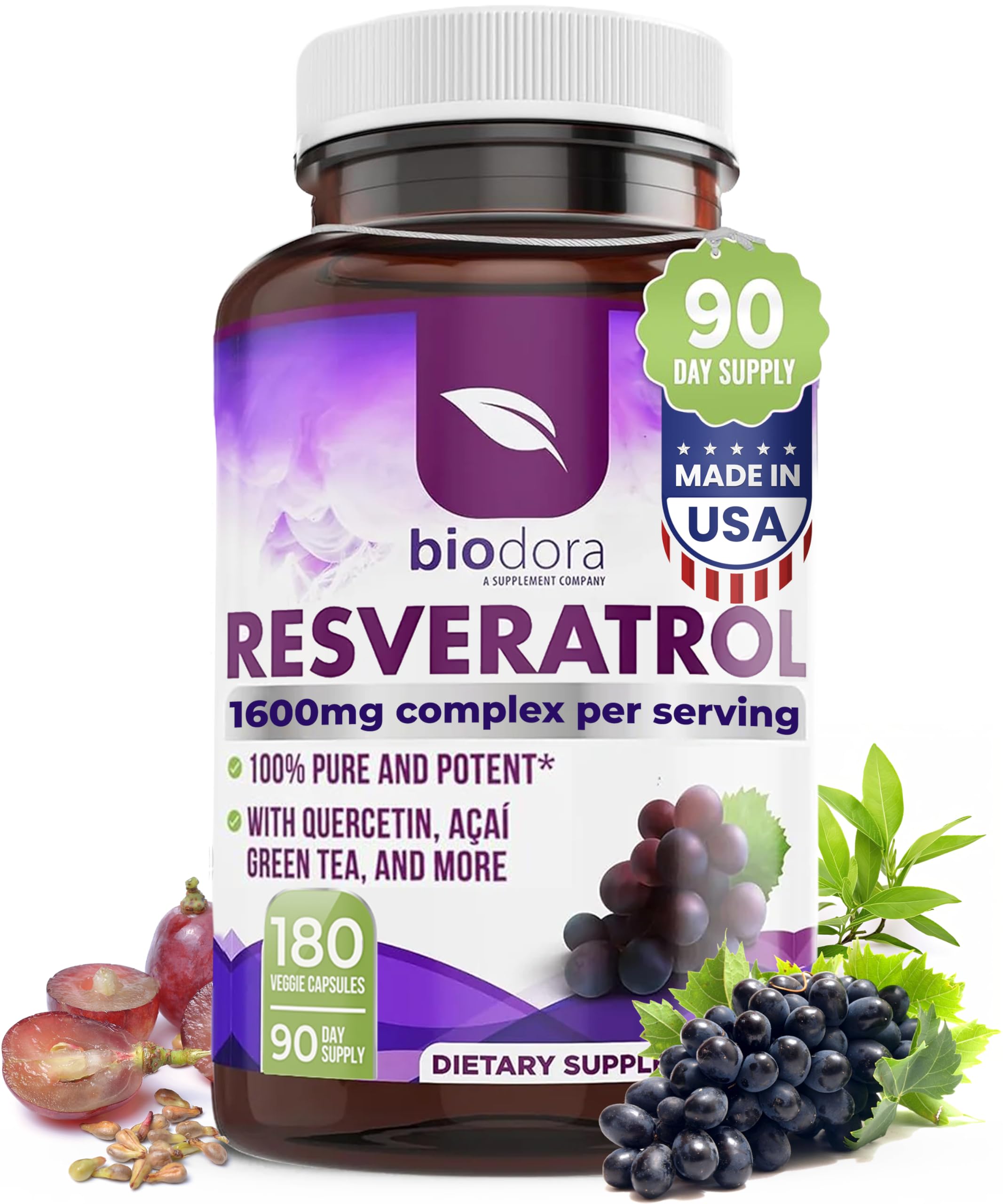Trans-Resveratrol Antioxidant Supplement with Green Tea

