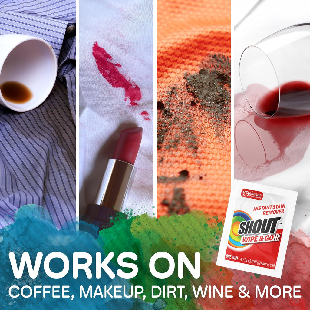 Shout Wipe & Go Stain Remover Wipes | No Wash

