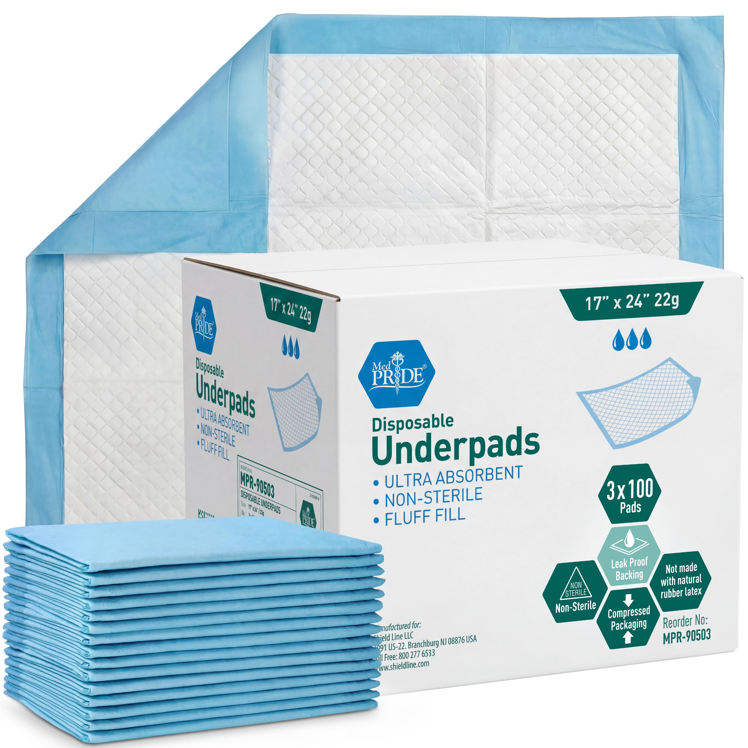 MED PRIDE Disposable Underpads for Bed and Pet Care

