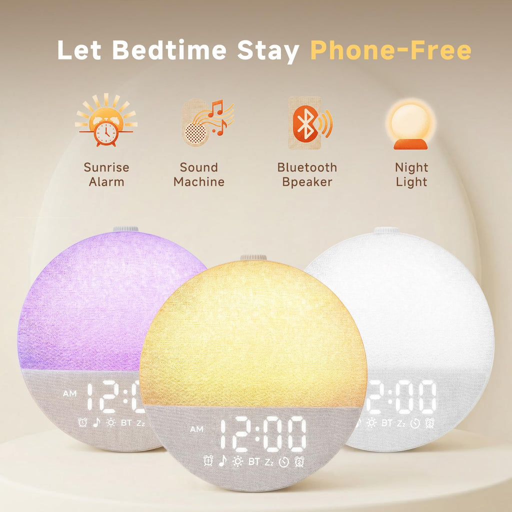 Geuuap Sunrise Alarm Clock with Sleep Sounds and Bluetooth

