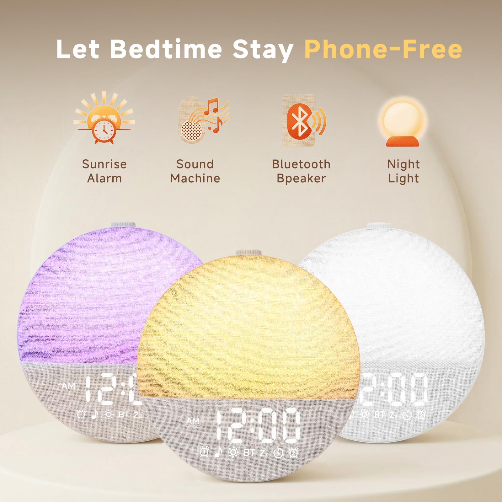 Geuuap Sunrise Alarm Clock with Sleep Sounds and Bluetooth

