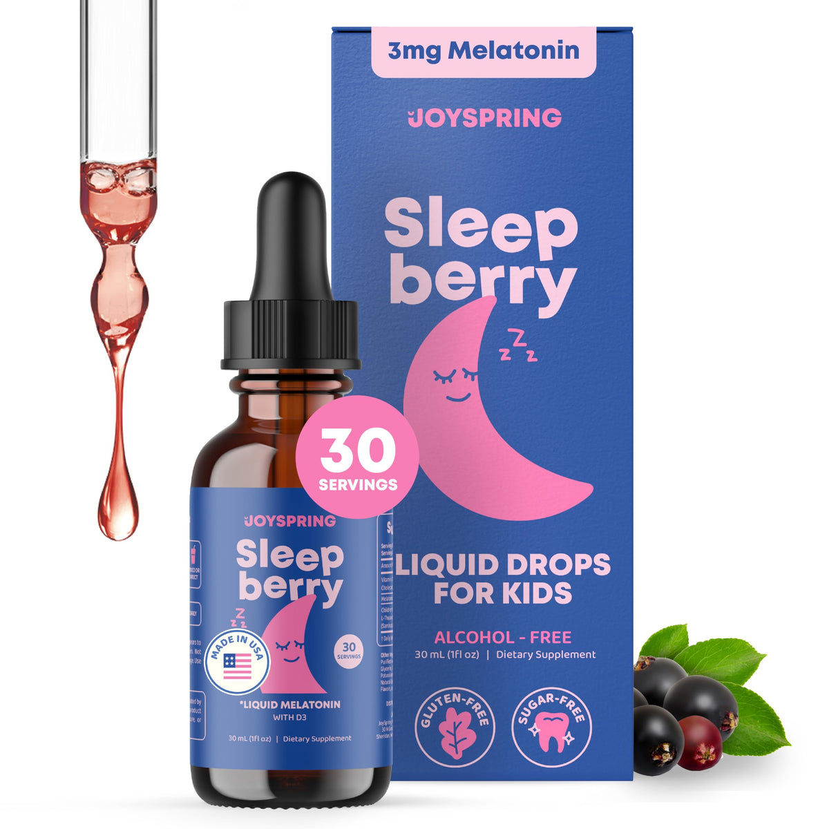 JoySpring Sleepberry Kids Melatonin Liquid with L-Theanine