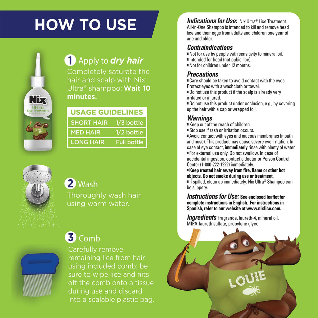 Nix Ultra Lice Treatment & Prevention Kit - Shampoo, Comb

