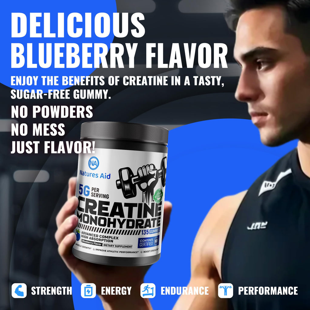 Creatine Monohydrate Gummies | Natures Aid 5g – Pre-Workout


