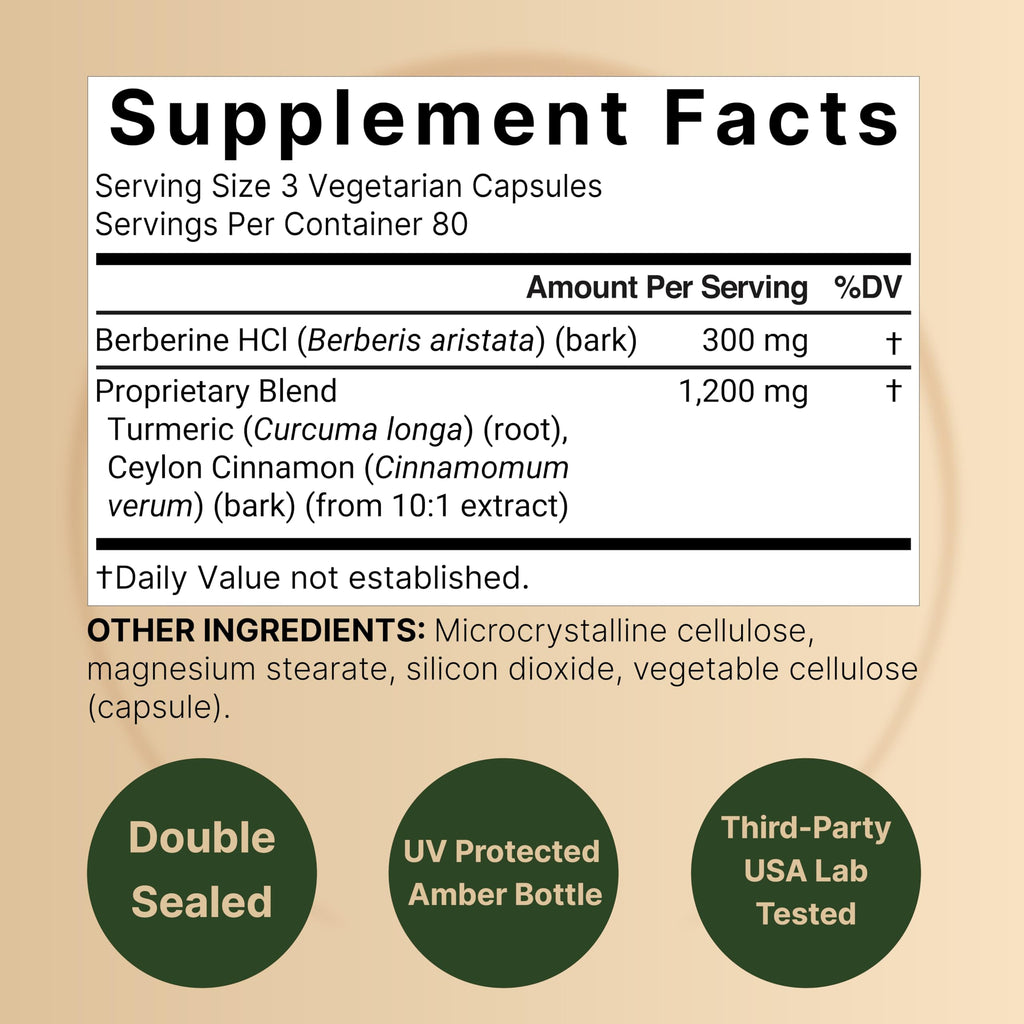 NatureBell Berberine Supplement with Cinnamon & Turmeric

