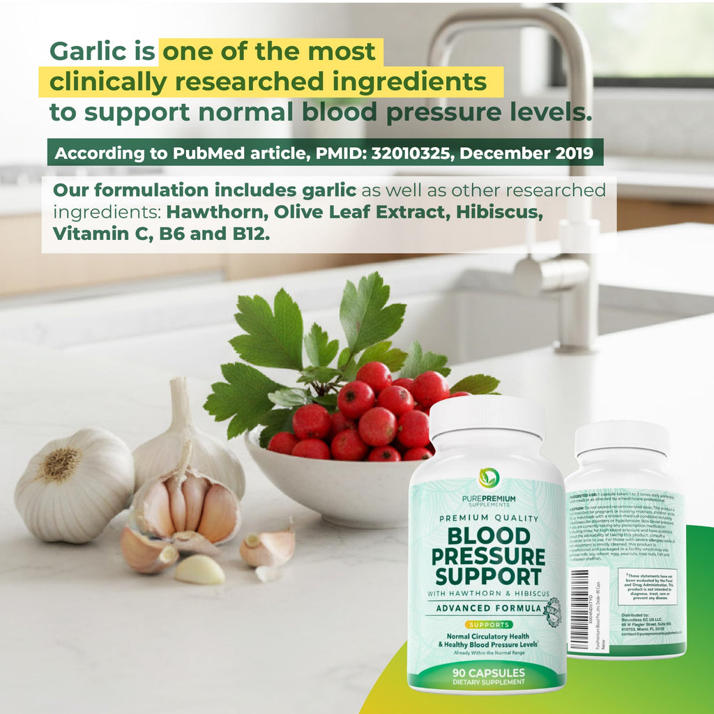 PurePremium Blood Pressure Support | Hawthorn & Garlic

