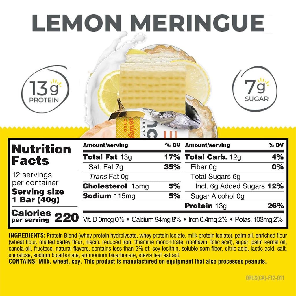Power Crunch Protein Energy Wafer Bars, Lemon Meringue, 1.4 Ounce (12 Count)