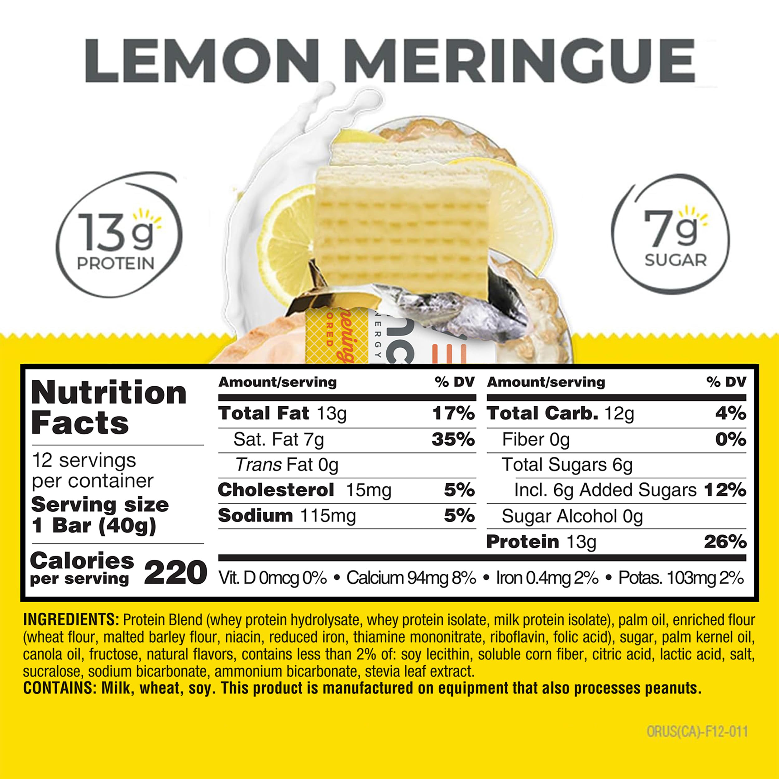 Power Crunch Protein Energy Wafer Bars, Lemon Meringue, 1.4 Ounce (12 Count)