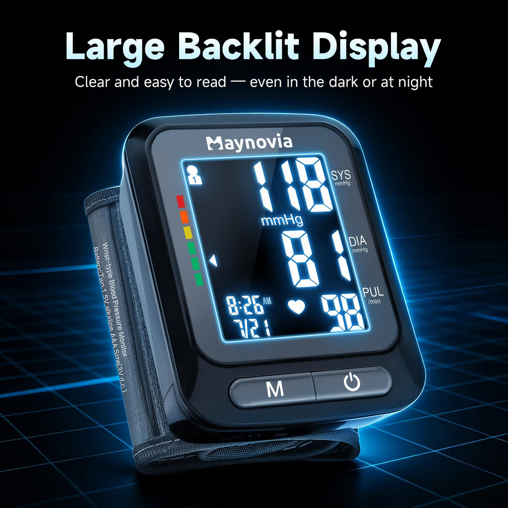 Wrist Blood Pressure Monitor - Automatic with Backlit Display

