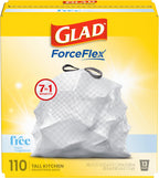 Glad ForceFlex Tall Kitchen Drawstring Trash Bags Fragrance Free 13 Gal