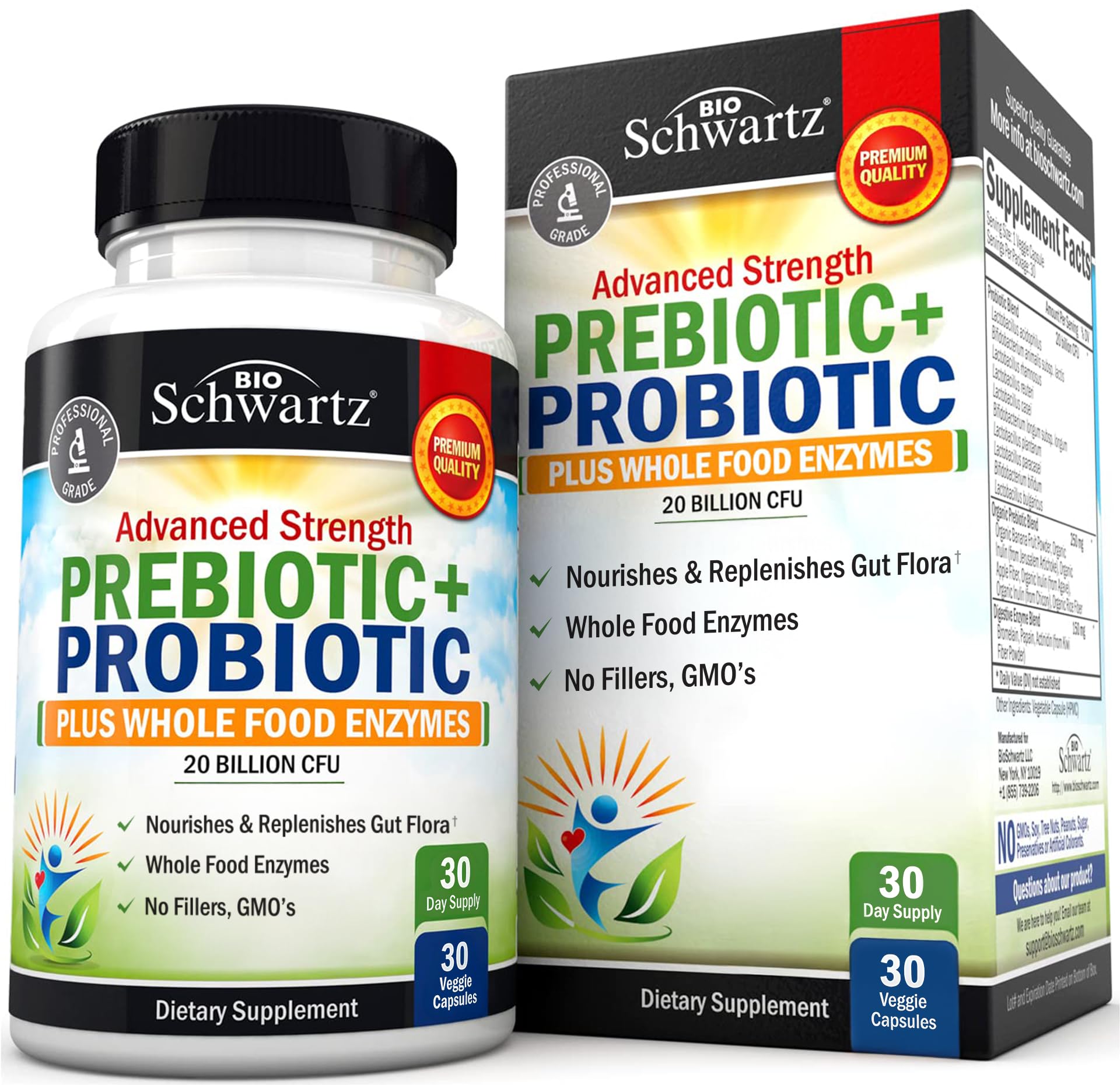 BioSchwartz Probiotic & Prebiotic Digestive Supplement