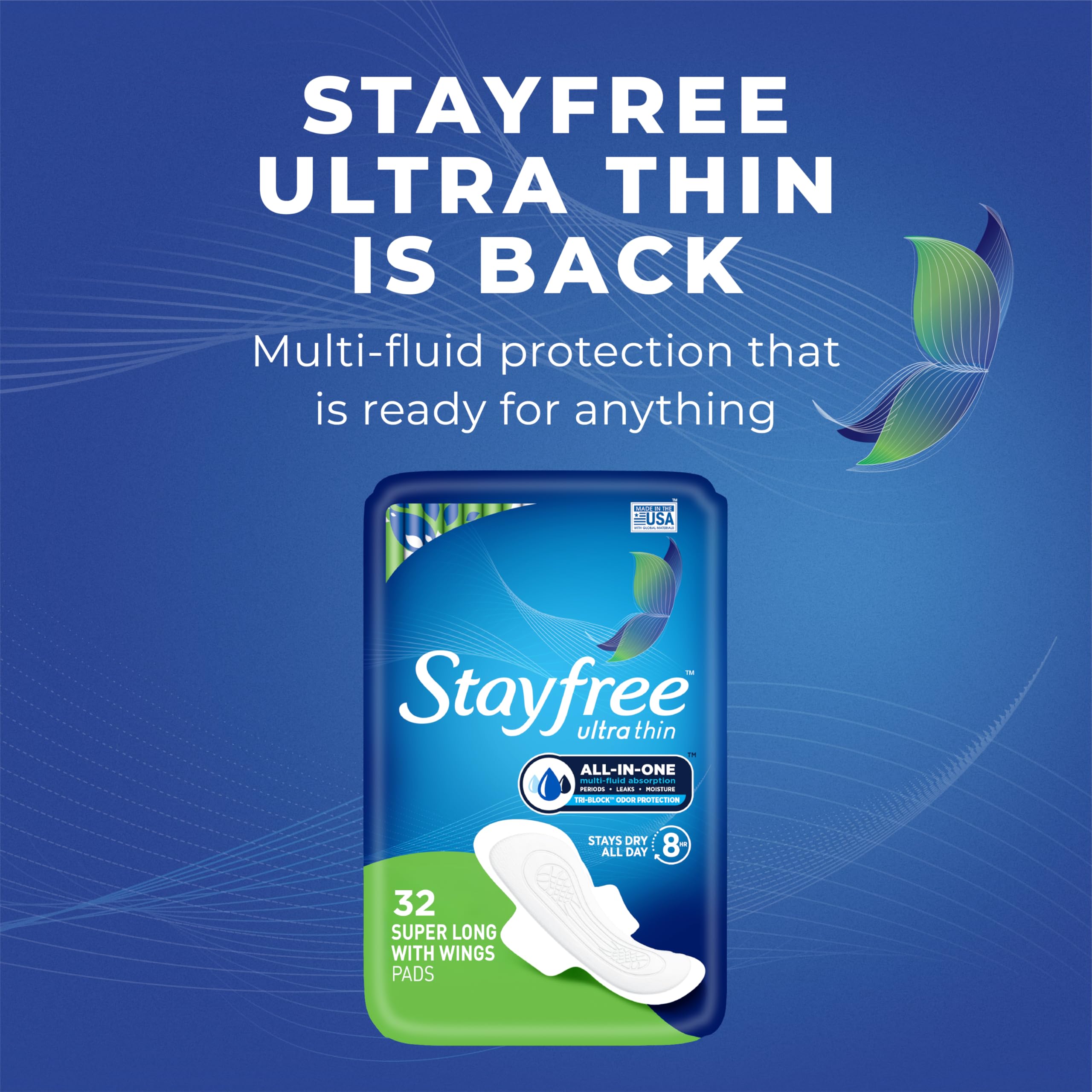 Stayfree Feminine Pads with Integrated Absorption

