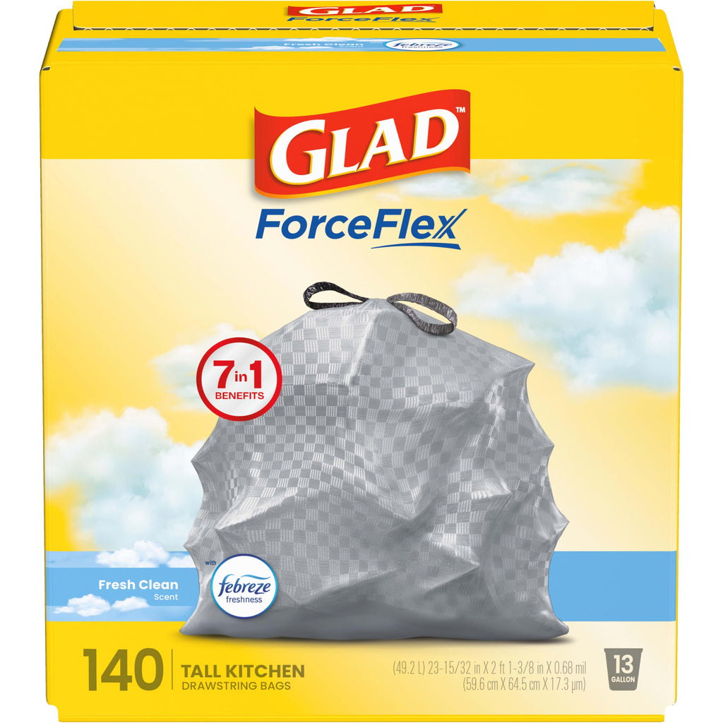 Glad ForceFlex Tall Kitchen Trash Bags 13-Gallon Fresh Clean


