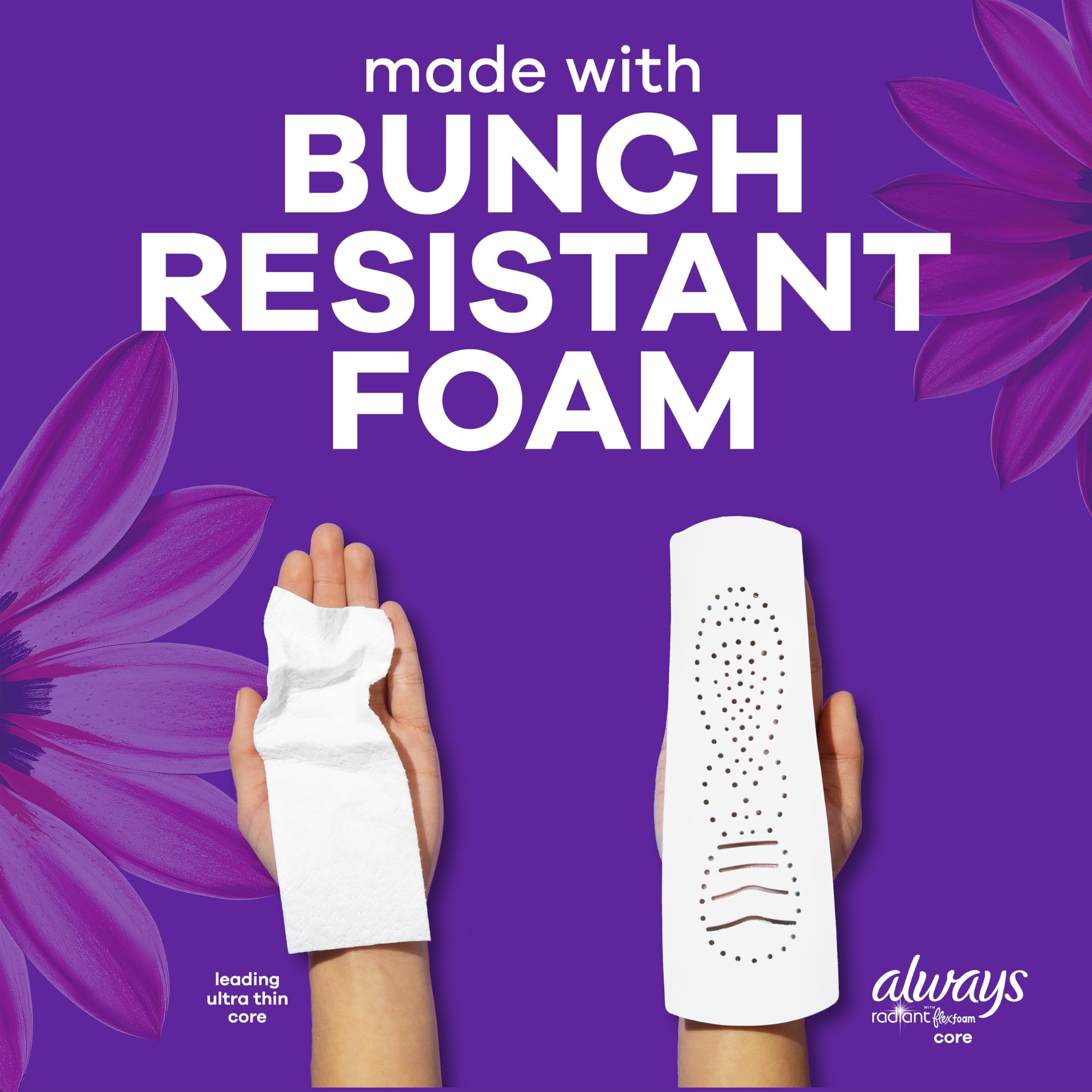 Always Radiant FlexFoam Pads with Wings Leak Protection

