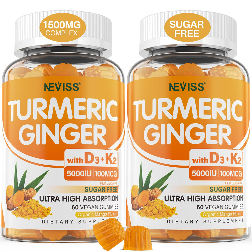 Neviss Turmeric Gummies with D3 & K2 | Bone & Immune Support

