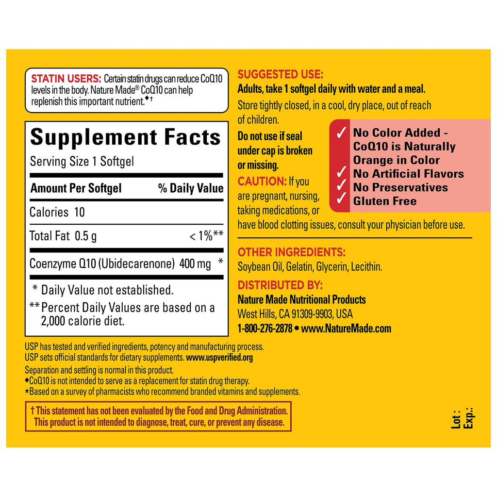 Nature Made CoQ10 400 mg Softgels for Heart Health

