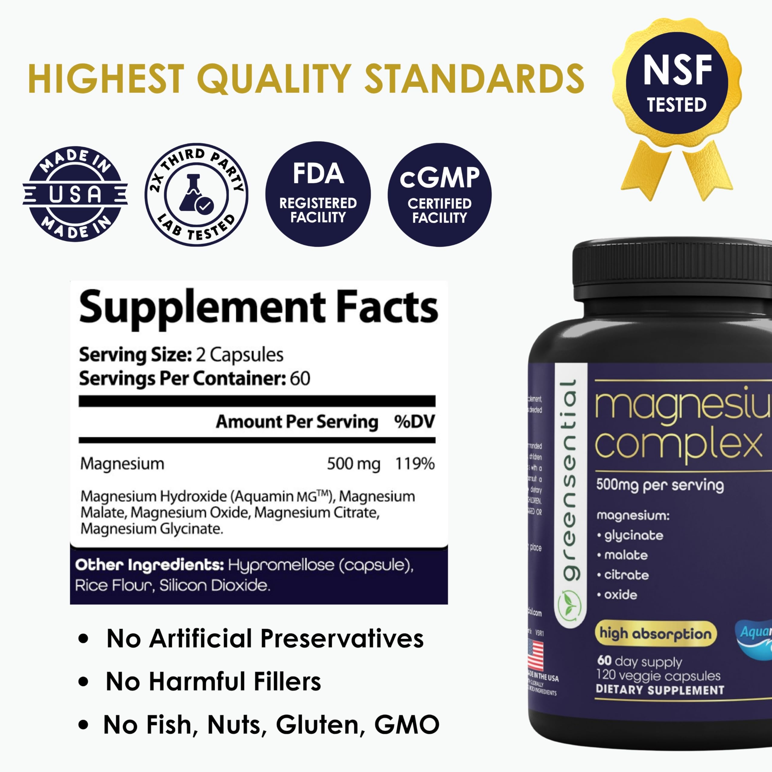 Greensential Magnesium Complex Supplement for Sleep & Heart

