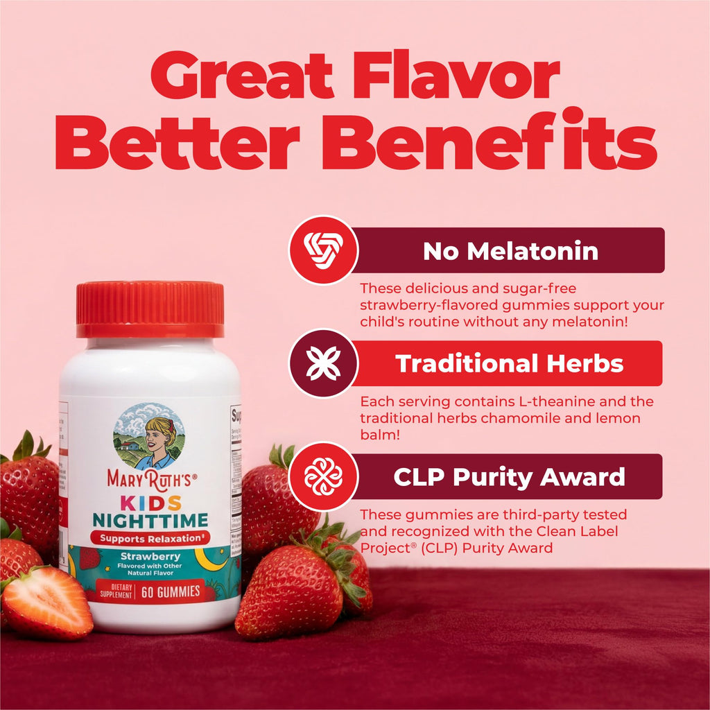 MaryRuth's Nighttime Gummies | Sugar Free L-Theanine Chamomile Lemon Balm

