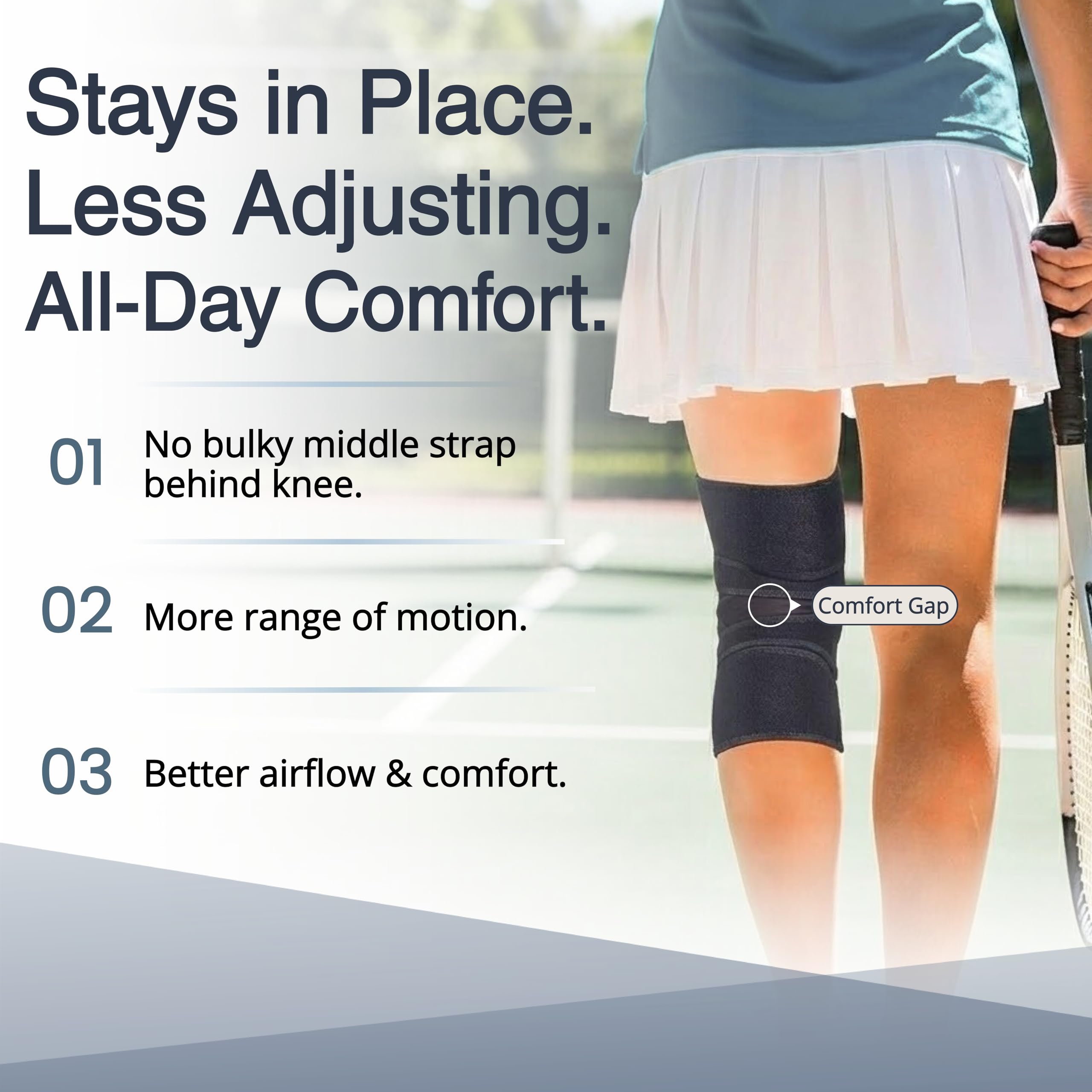 Knee Brace with Wraparound Support and Stabilizers

