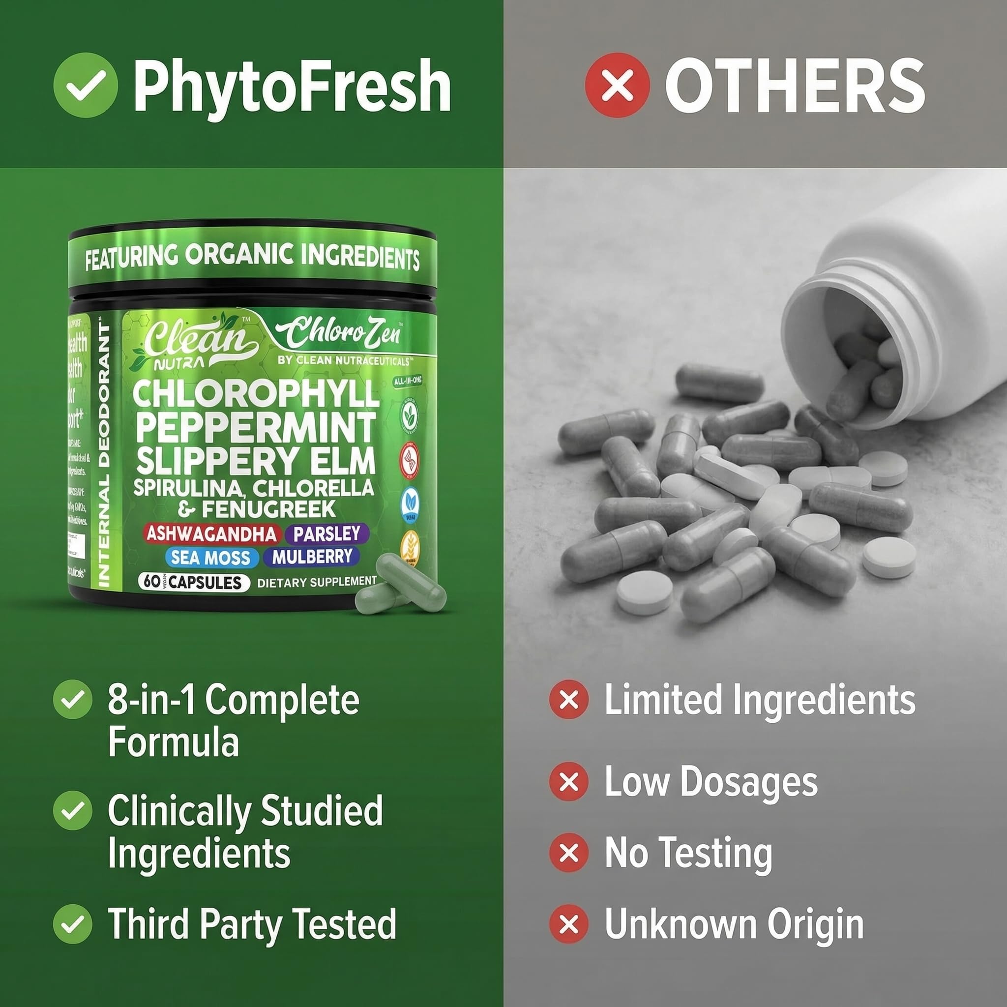 Clean Nutra Chlorophyll Capsules for Detox & Freshness

