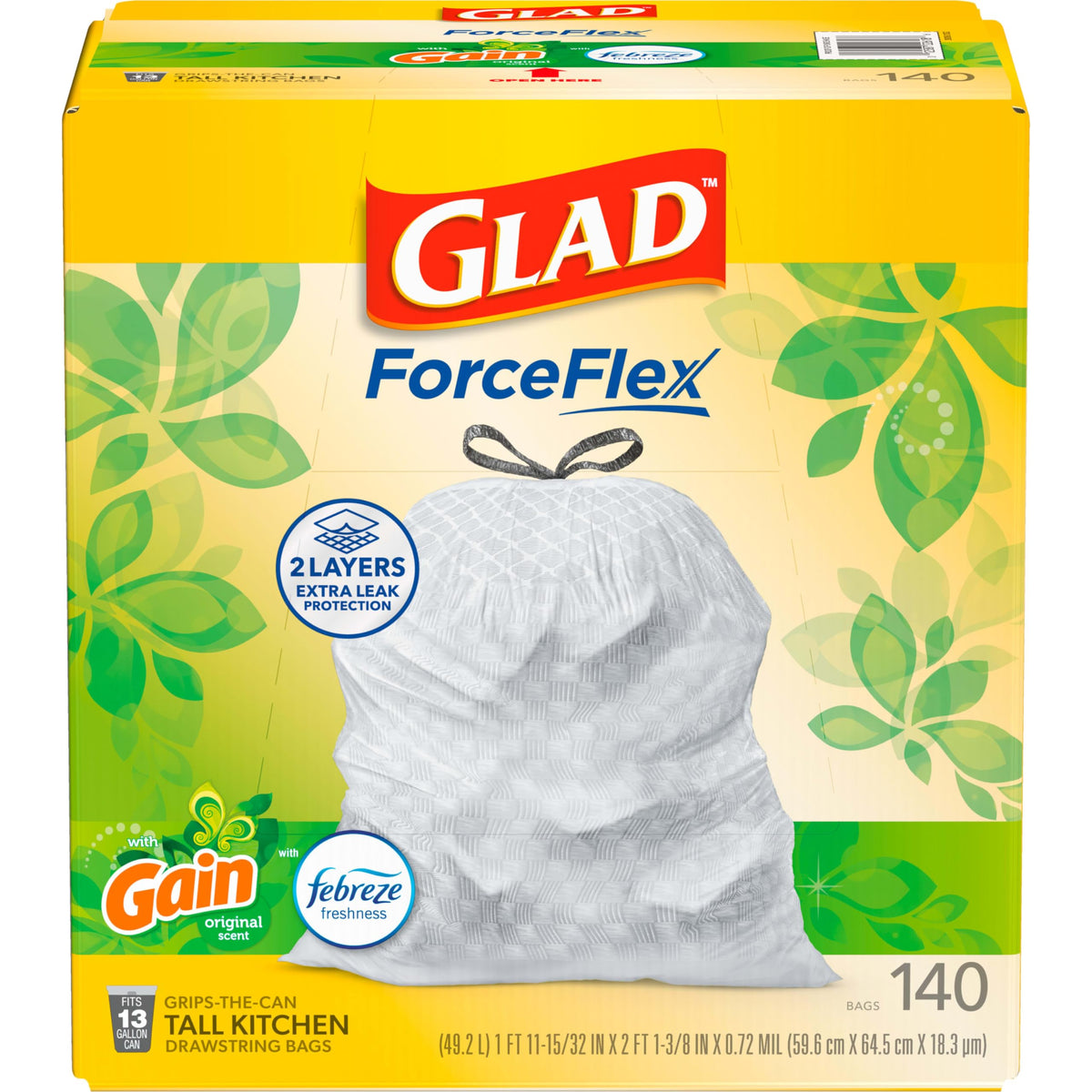 Glad ForceFlex Tall Kitchen Bags with Febreze Gain Original


