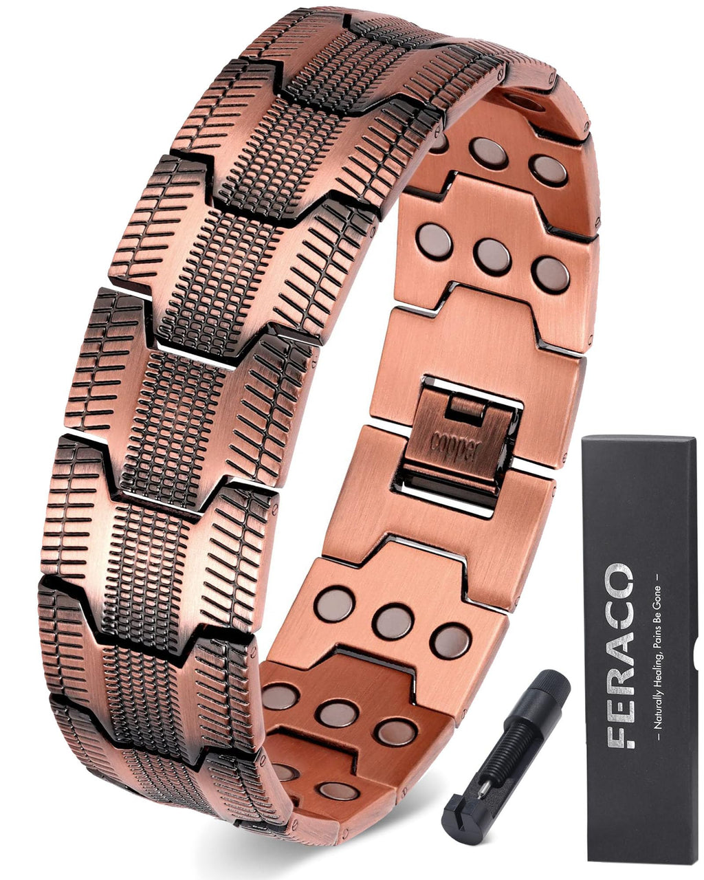 Feraco Magnetic Bracelet for Men | 3-Row Neodymium Magnets


