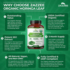 Zazzee USDA Organic Moringa Leaf Extract 20:1

