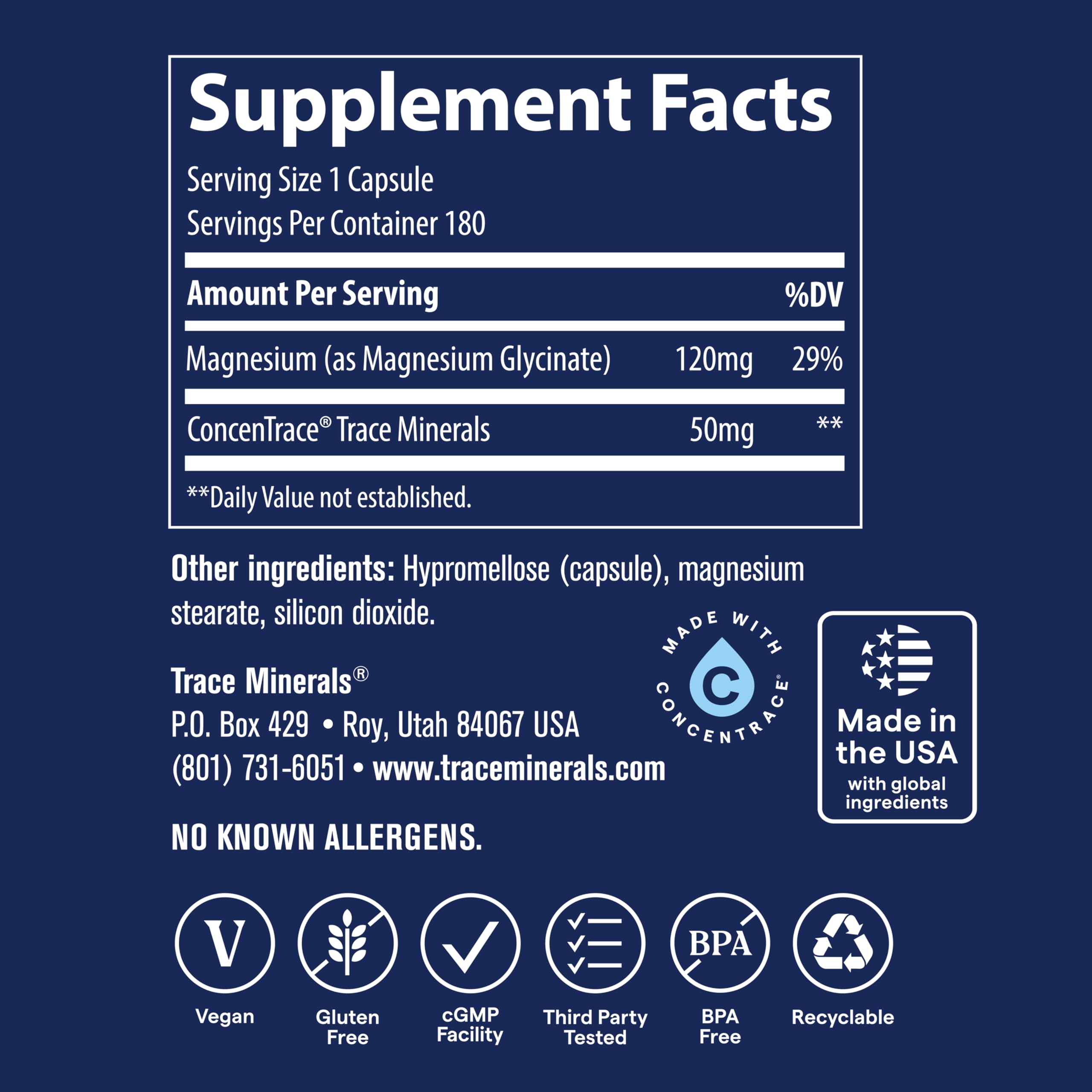 Trace Minerals Magnesium Glycinate Capsules for Sleep & Calm

