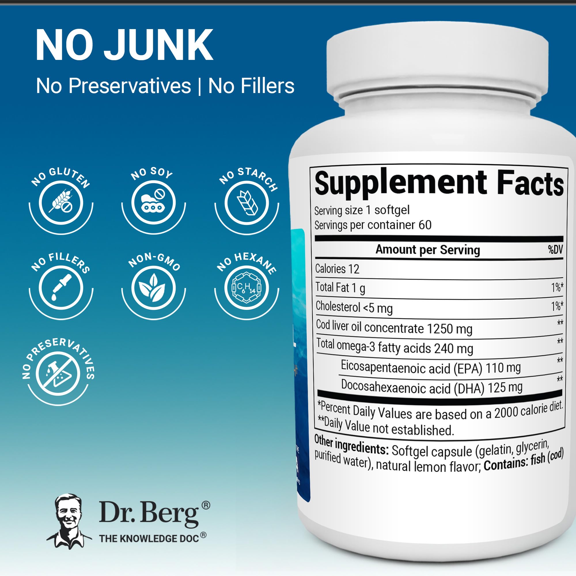 Dr. Berg Omega-3 Cod Liver Oil Supplement

