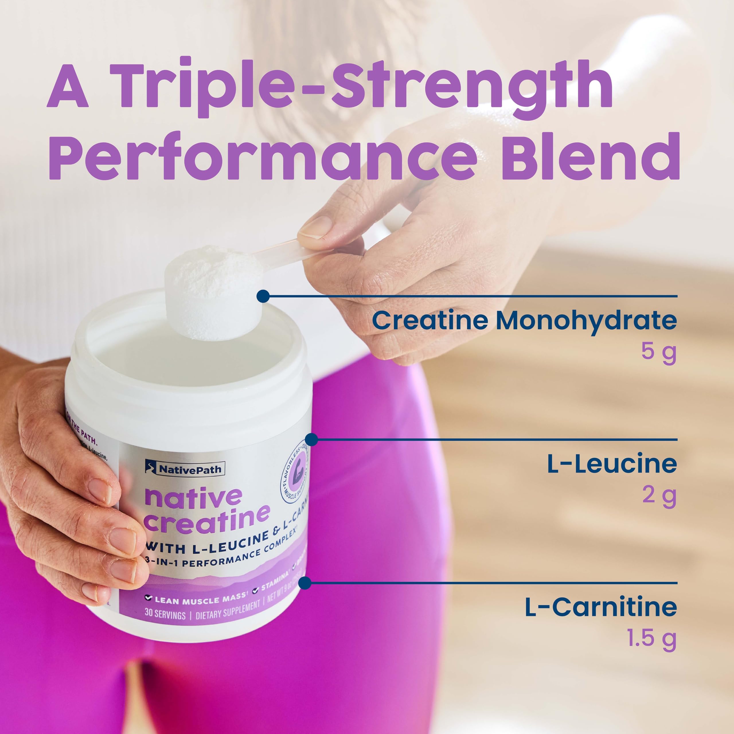 NativePath Creatine Monohydrate Powder L-Leucine L-Carnitine

