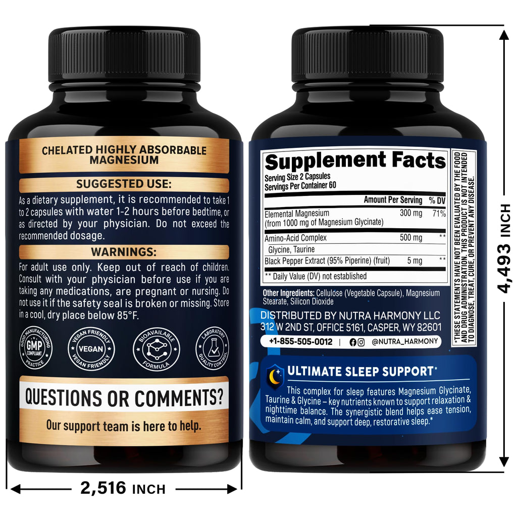 Magnesium Glycinate Sleep Support | Calming Formula

