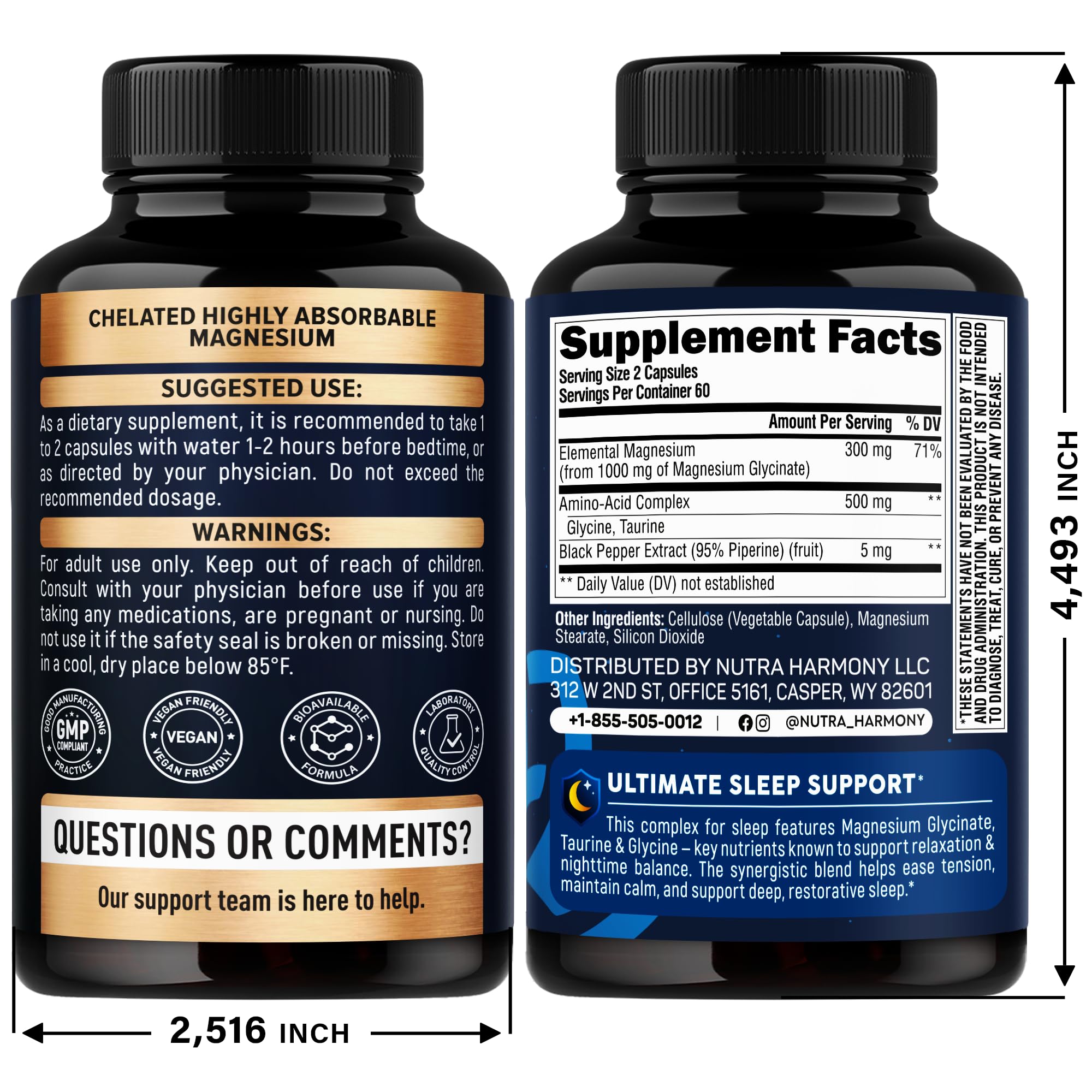 Magnesium Glycinate Sleep Support | Calming Formula

