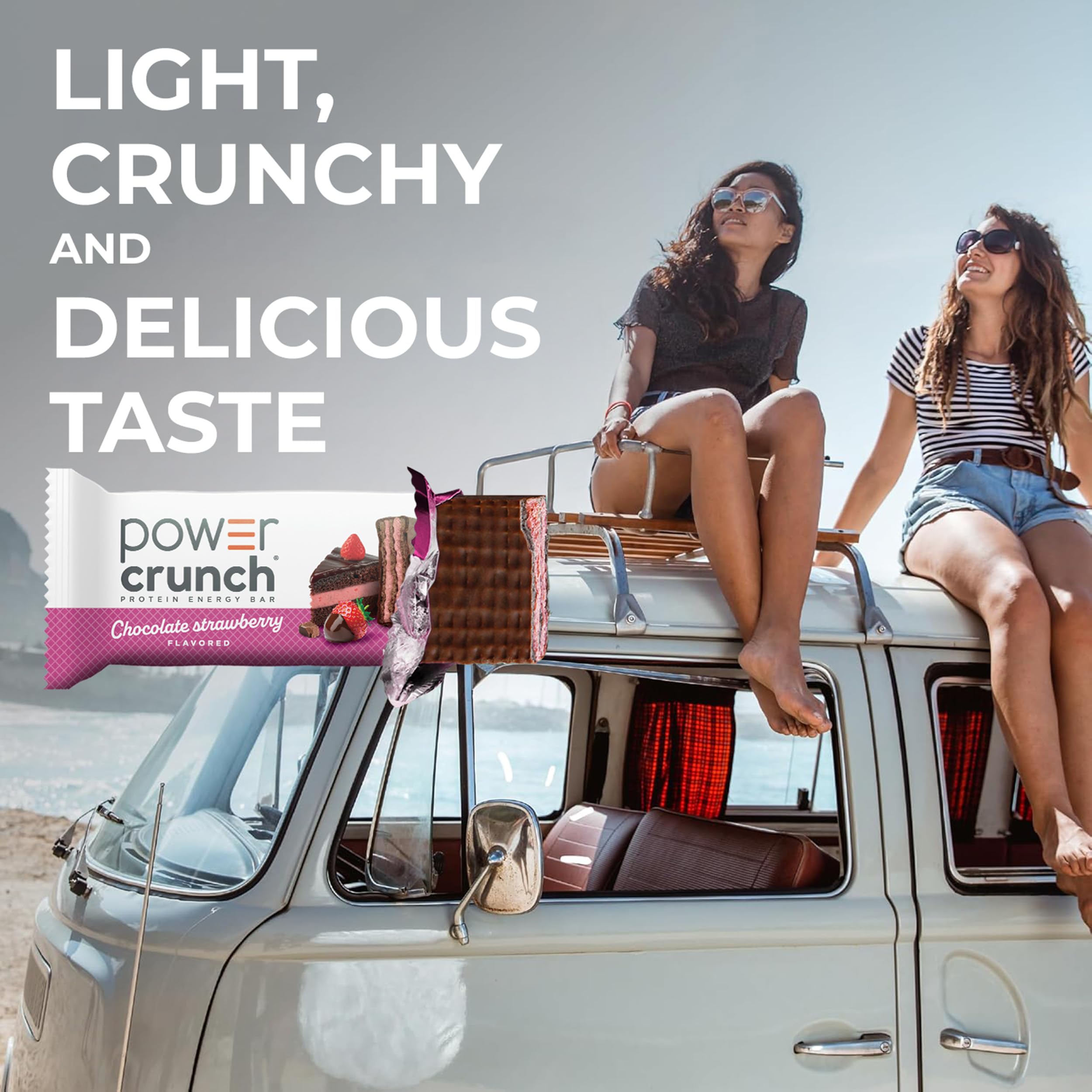 Power Crunch Protein Energy Wafer Bars, Chocolate Strawberry, 1.4 Ounce (12 Count)
