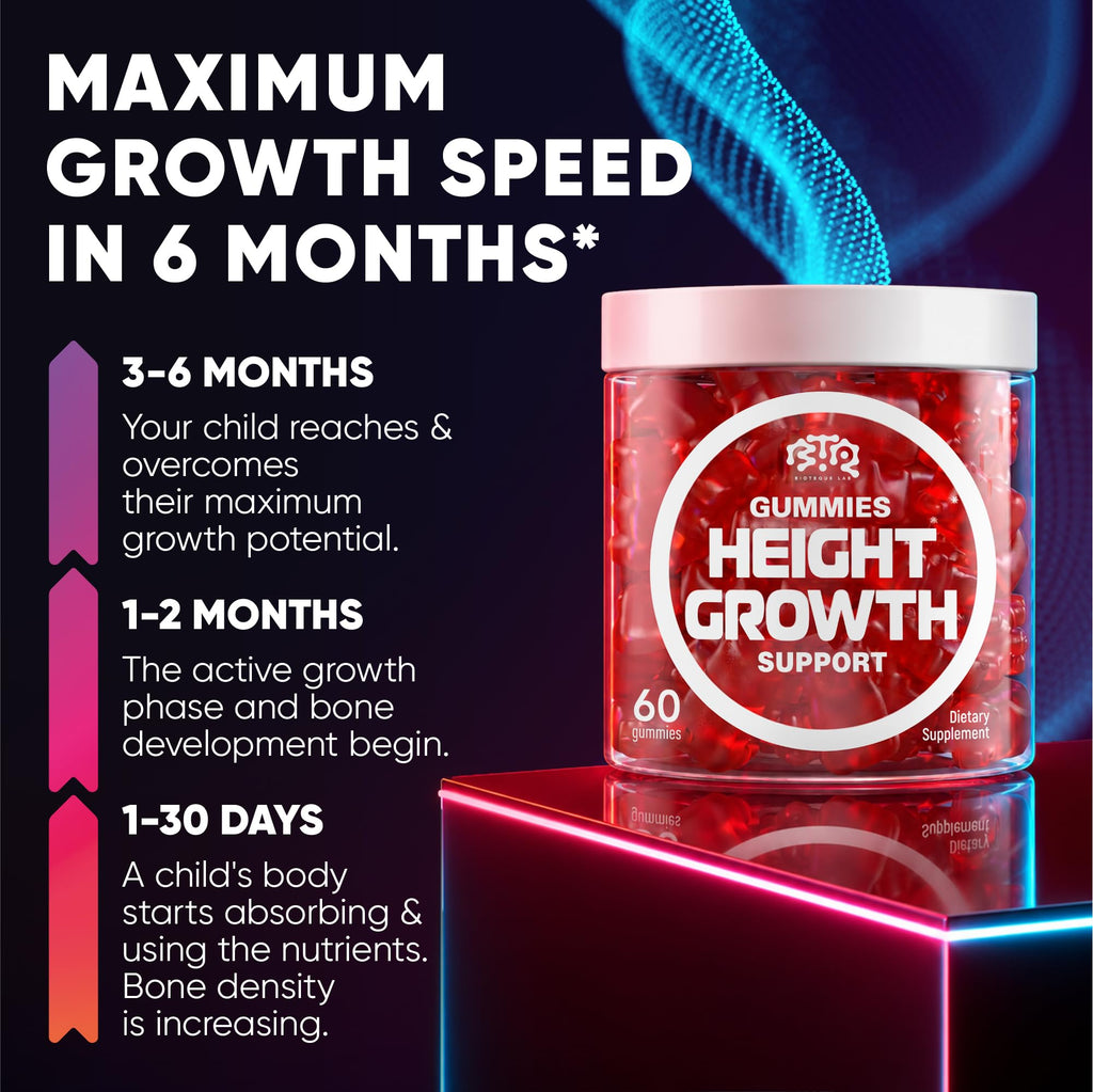 Bioteque Labs Height Growth Gummies – Vitamin & Mineral Supplement

