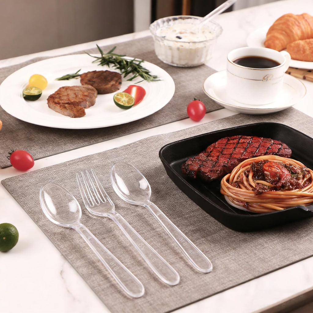 Lamosi Clear Plastic Cutlery Set – Heavy Duty, BPA-Free

