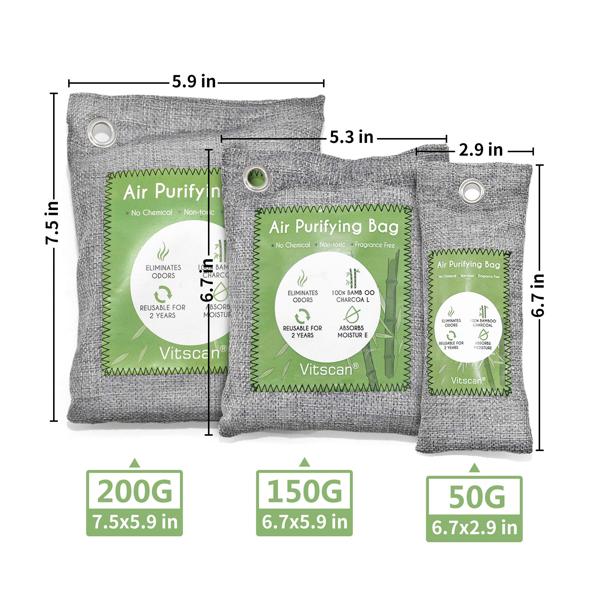 Bamboo Activated Charcoal Air Purifying Bags Odor Absorber

