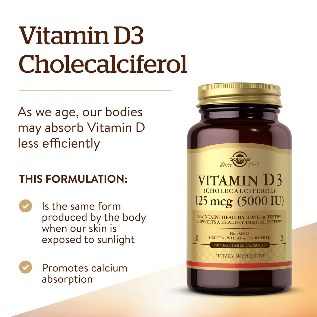 Solgar Vitamin D3 125 mcg (5000 IU) Immune Support

