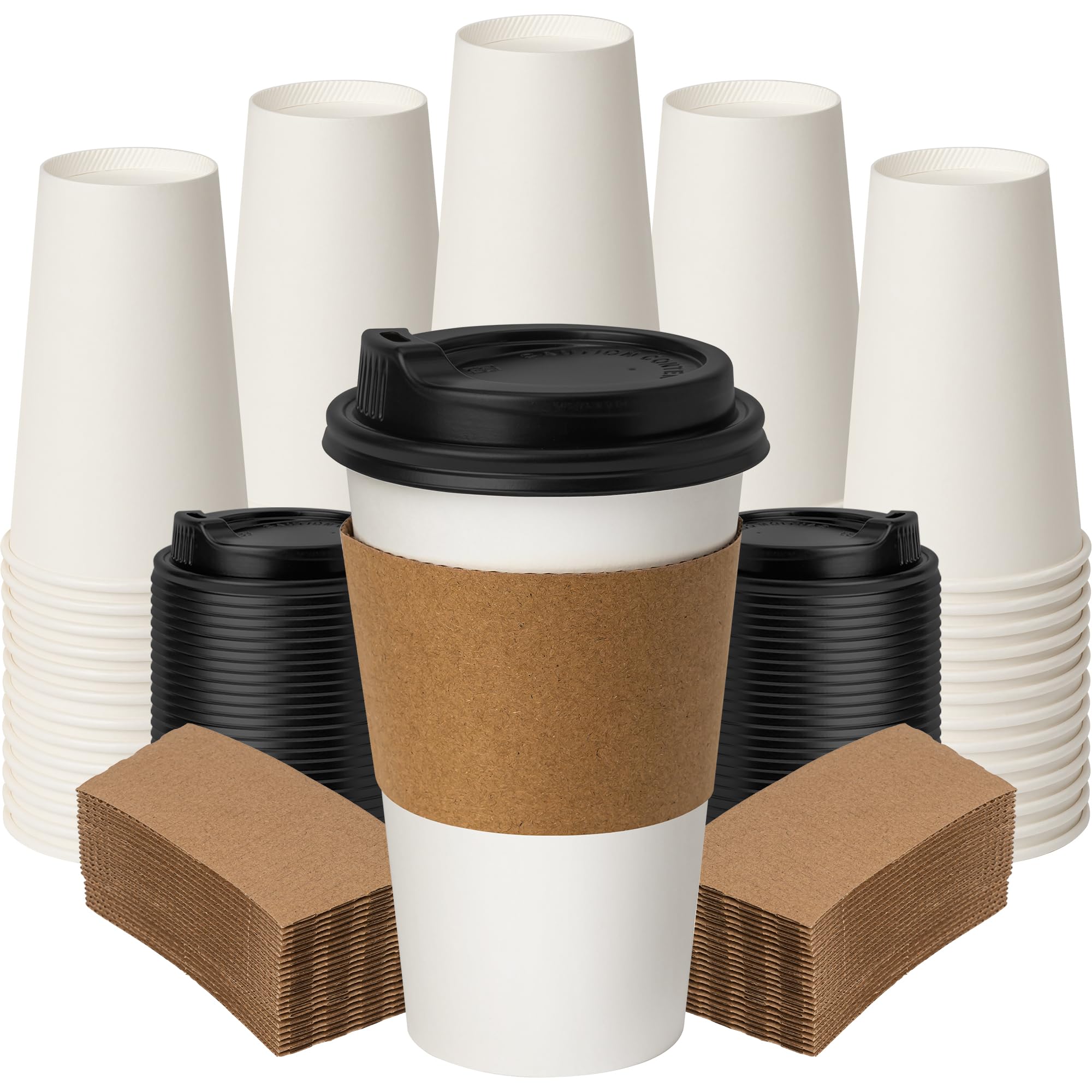 White Disposable Paper Cups for Hot Beverages with Rolled Rim