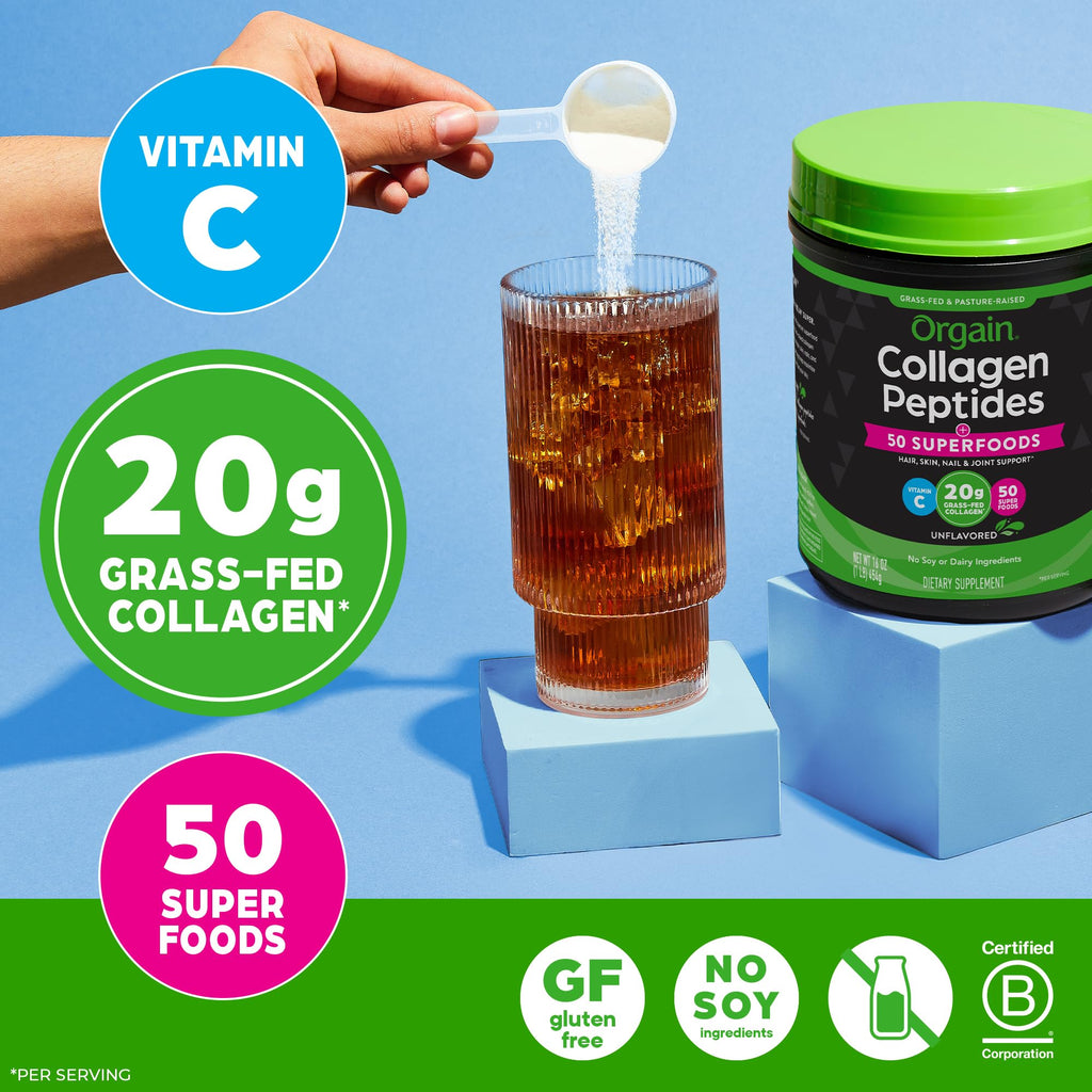 Orgain Hydrolyzed Collagen Powder | Hair Skin Nails Support

