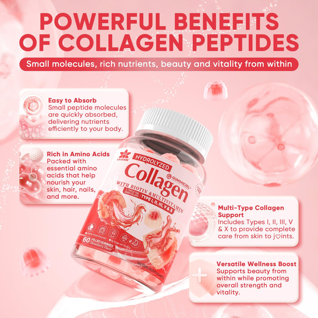 Collagen Peptide Gummies Multi-Collagen Sugar-Free for Skin

